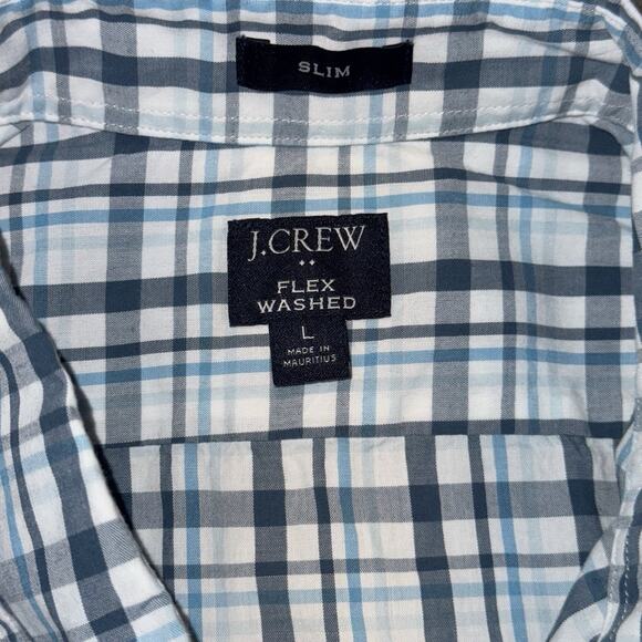 J Crew Shirt Mens Large Blue Plaid Flex Washed Long Sleeve‎ Button Down Comfort - Picture 3 of 8